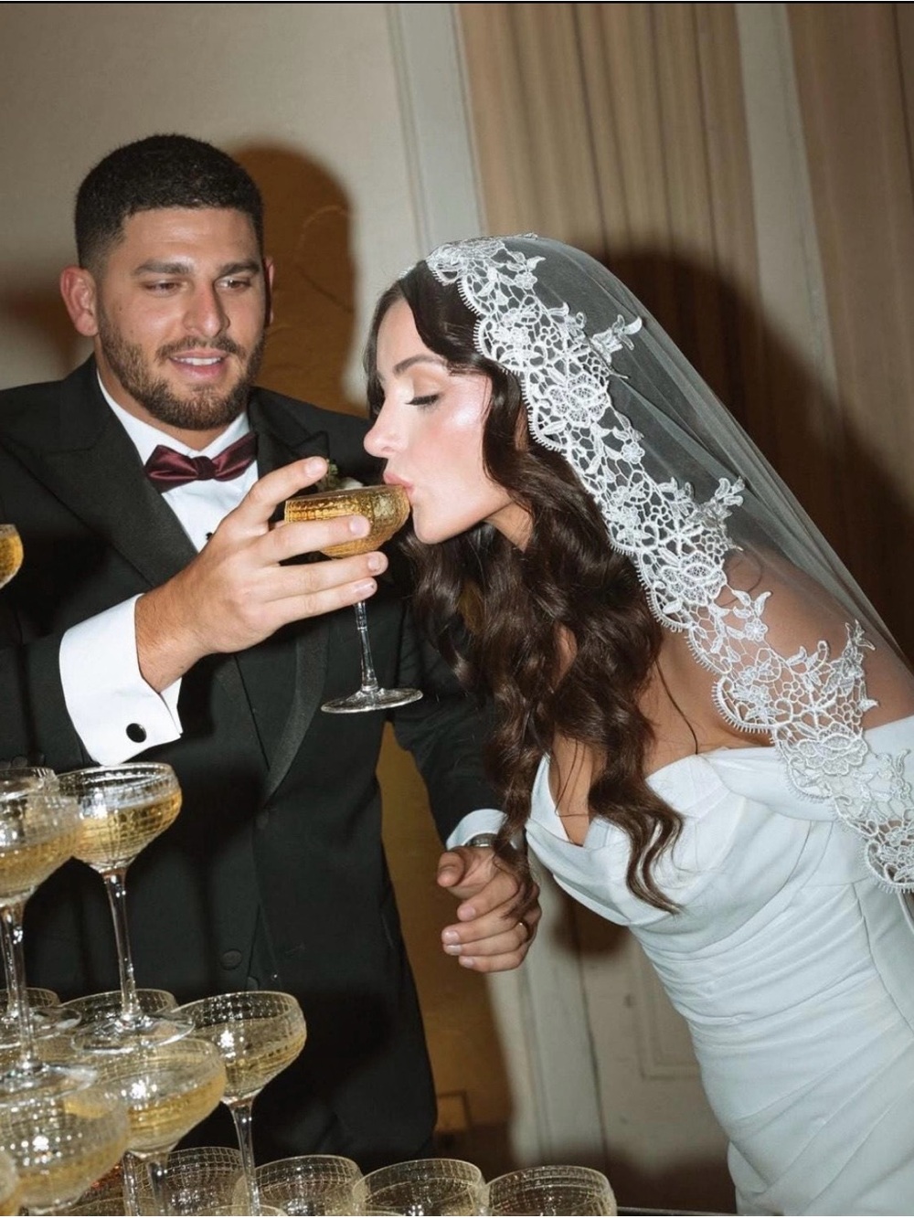 Elegant White Bridal Veil with Lace Applique - Wedding Accessory